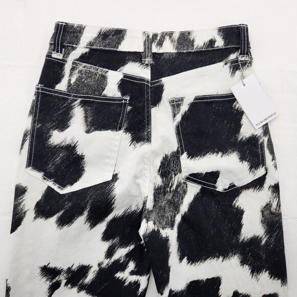 We Wore What Cow Print Black and White Stiletto Slit Jeans SIZE 25 - Picture 5 of 8